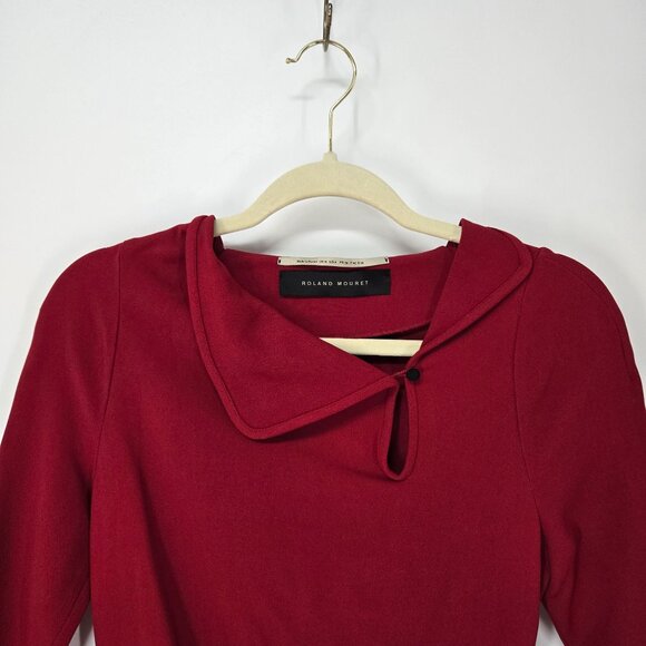 Roland Mouret Red Sheath Dress Cocktail Ruched Side Holiday Classic Women's Sz 6 - Picture 2 of 9
